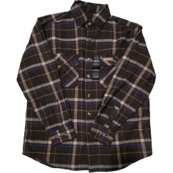 BRAWNY PLAID BUTTON PP BROWN L